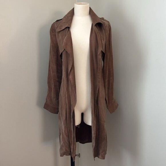 Anthropologie x Moth Carrie Belted Trench Coat Open Front Belted Coat - Picture 5 of 15